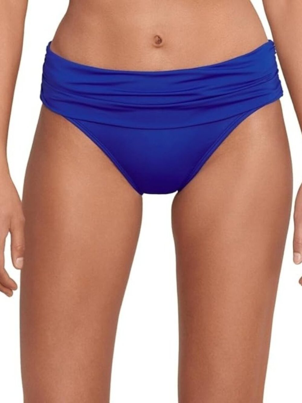 Lauren Ralph Lauren Wide Shirred Hipster Swim Bikini Bottom Blue ( 6 )